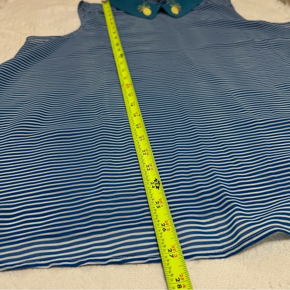 ModCloth Sheer Sleeveless Blue/White Stripe Blouse Pineapple Embroidery Size 1X - Picture 11 of 11